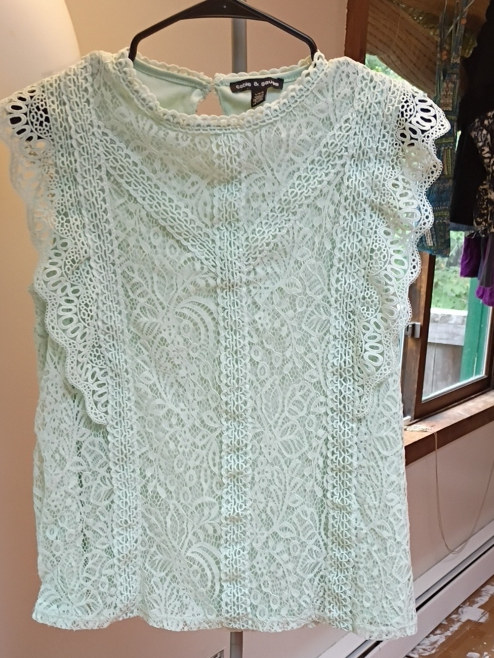 Mint Lace Cap-Sleeve Camisole